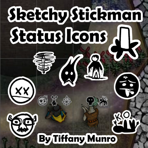 sketchy stickman status icons for Dungeons and Dragons 5e d&d 5e vtt roll20 gameplay