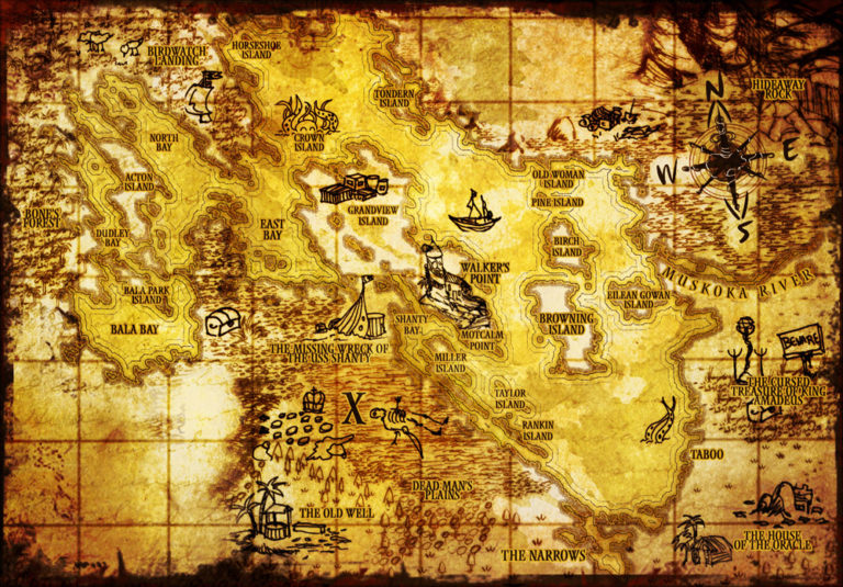 Muskoka Lake pirate map – Ontario pirate style map