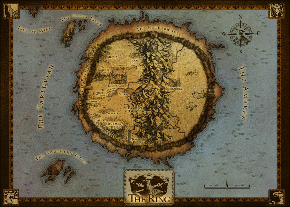 Beautiful map with border for Rise of the Dragons book series