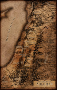 Solomon map of Israel in old fashioned parchment style.