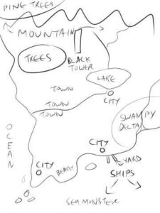 example sketch for commissioning a custom fantasy map