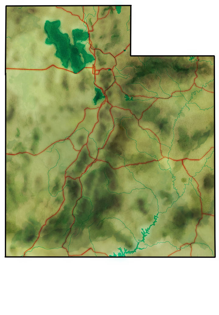 Topography Map of Utah Watercolor (bonus mini tutorial writeup)