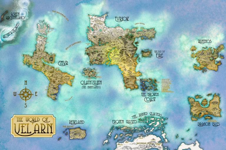 Large fantasy map for roleplay world of Vel'Arn