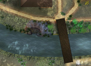 close up sewer exit and bridge over river creek paths battlemap