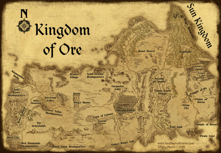 Kingdom of Ore and the Sun Kingdom parchment map