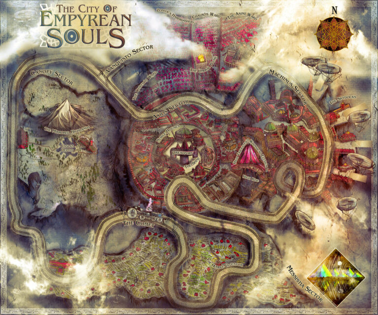 The City of Empyrean Souls – Floating steampunk city setting for game master