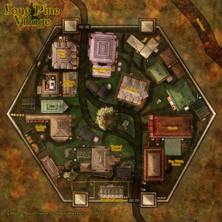 Lone Pine Village Battlemap for Dungeons and Dragons
