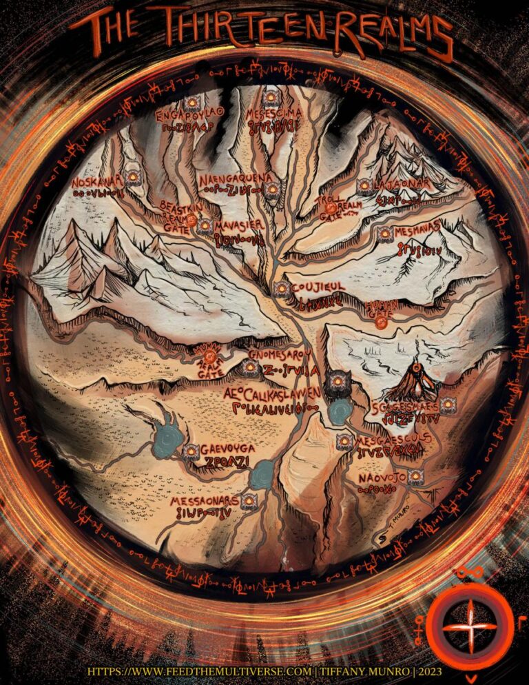 the demon king's gardener aroace romcom slow burn demonae realm map of demon realm conlang hand lettered eye map thirteen realms