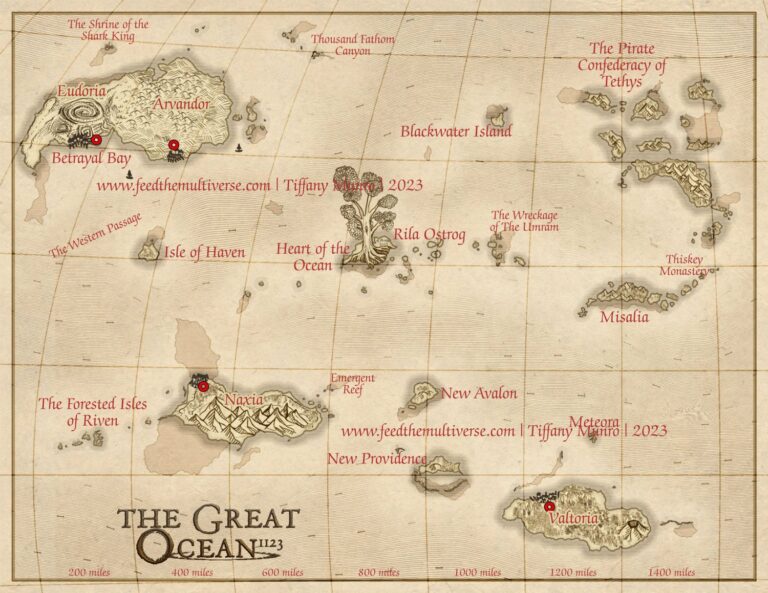 The Great Ocean: islands and currents parchment map