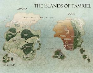 Fantasy Cartography Islands of Tamriel custom fantasy map by Feed the Multiverse Tiffany Munro