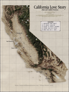 Map of California real world DEM data cartography love story wedding gift map by Feed the Multiverse QGis