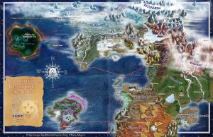 Map by Tiffany Munro fantasy cartography of the Kingdom of Aries gift for game master