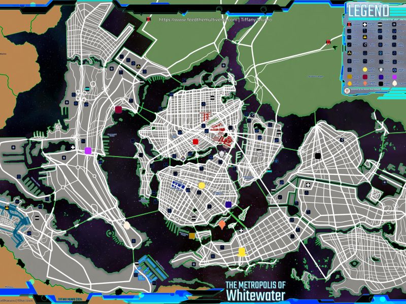 The Metropolis of Whitewater Cyberpunk City Map