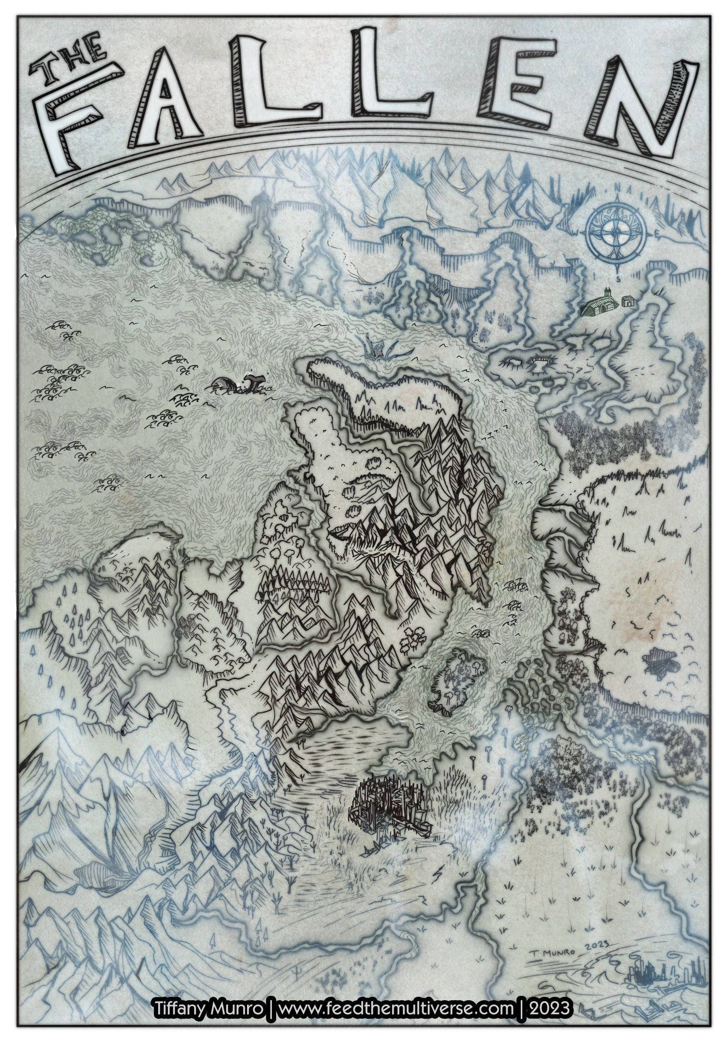 The Fallen: Fantasy Book Map and Cover Design for Peter J. Wood