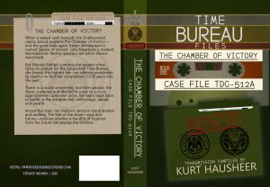 Green case-file book cover for The Chamber of Victory by Kurt Hausheer with layered documents and evidence.