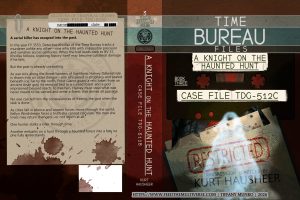 Brown case-file book cover for A Knight on the Haunted Hunt by Kurt Hausheer with documents, photographs and restricted markings.